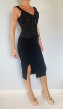 Bustier corset en jacquard à lacets - Vintage 1990/2000 Taille S