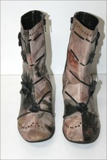 SANCHE DE LA ROSA  Bottines Cuir Imprimé beige Doublées Cuir T 37 TBE