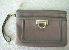 NEUF POURCHET 26X18X3CM 370GR sac Pochette en CUIR Retourné Fermoir métal LOTN°3