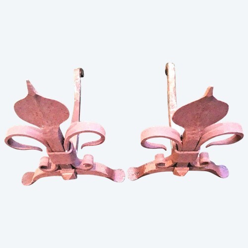 Paire chenets fleur lys - paire,