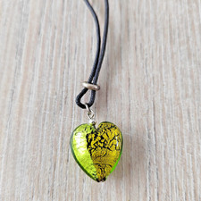 Collier Pendentif Coeur Verre de Murano - Bijoux Vintage & Fantaisie