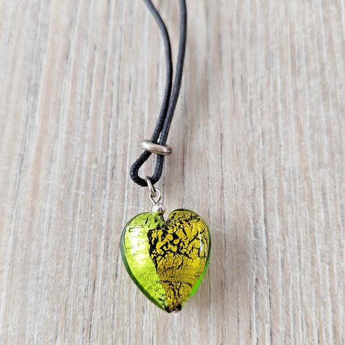 Collier pendentif coeur verre - collier,