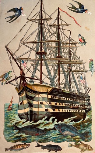 Chromo lithographie galion - chromo-lithographie,
