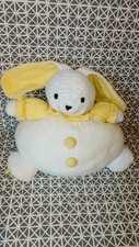 Doudou peluche lapin boule blanc jaune 25 cm Nounours