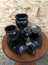 Tabatière Plateau Fumeur NAPOLEON 3 Bois Noirci + Pots + Coupe Cigare #C988