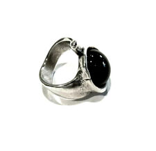 Bijou alliage argenté bague créateur cyclon lucite noire taille aux choix