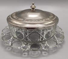 ?Bonbonnière / Beurrier / Sucrier vintage avec couvercle en métal argenté 