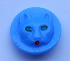 BOUTON ANCIEN EN PATE DE  VERRE TETE DE CHAT  DIAMETRE 2,3 CM