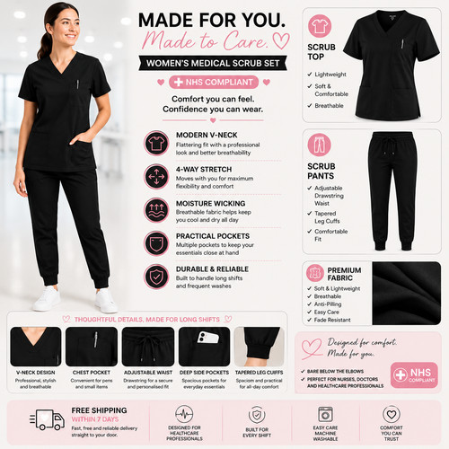 Hauts médicaux femme noirs - noirs, +