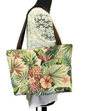 Sac à main tropical en toile tapisserie – Trousse offerte  - fermeture zipp