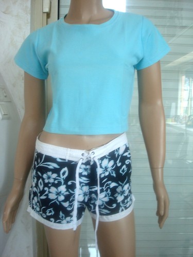 Short ete blanc bleu - blanc, ciel
