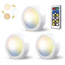 Spot LED Sans Fil a Pile 3 Couleurs Dimmable Lampe de Placard LED avec Teleco...