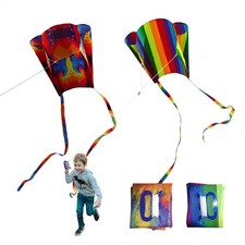 2 Pièces Cerf-Volant Portable pour Enfants, Kite Arc-en-Ciel avec Queues Colo...