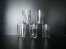 5 anciens verres gobelet cristal gravé  Baccarat gravure 4770 étoiles fleur 10cm