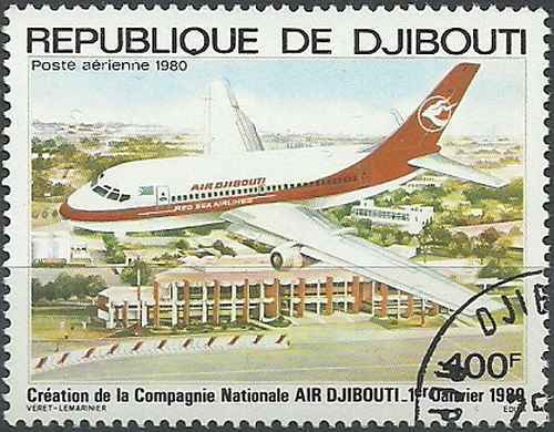 Timbre avions djibouti pa140 - avions,