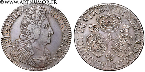 Louis xiv écu aux 3 - xiv,