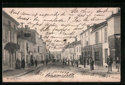Cpa jarnac rue condé 1904 - de,