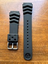 Bracelet de montre type plongée Seiko en silicone noir 22mm neuf