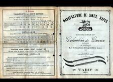 CHAMBON-FEUGEROLLES (42) USINE / LIMES & RAPES "COLOMBAN & GAROUX" Tarifs en1933