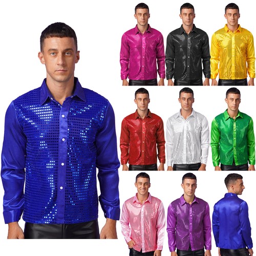 Men sequins long sleeve dance - men,
