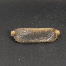 Petit cendrier art nouveau en bronze (13 x 5 cm), à décor d'épis de blé