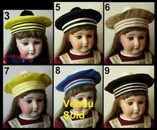 Chapeau béret poupée Jumeau SFBJ Kestner Halbig Kammer Heubach hat antique doll