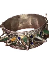 Ancien Bracelet Berbère En Argent Massif 