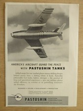 8/53 PUB PASTUSHIN AVIATION FUEL TANK BIDON F-86 SABRE USAF FIGHTER ORIGINAL AD