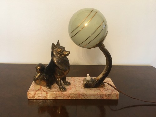 Lampe art devo - art, chien