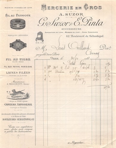 1912 mercerie gros - 1912, g