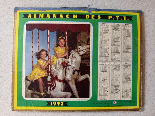 Calendrier postes 1952 fête - calendrier,