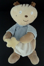 N1. DOUDOU PELUCHE RANGE PYJAMA SUCRE D'ORGE ECUREUIL bleu beige marron 40cm TBE