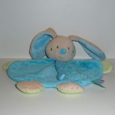 Doudou Lapin Sucre d'Orge - Dessin tortue - Bleu vert