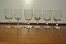 6 Verres à pied en cristal de Baccarat modèle gravé décor palmettes verre H 11,5