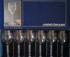 Cristal d'arques 6 verres a vin modele fleury gravé Venise comme neuf