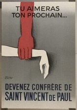 Paul Colin Tu aimeras ton prochain Affiche Originale Religion Paix Médical