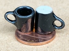 Poupées Maison Céramique Tasses 2 Petit Noir 1:12 Échelle Miniature Cuisine Sa