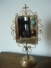 Rare miroir ancien XIXe laiton