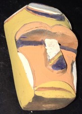 Masque Réduit Terre Cuite Afrique Ethnique Cameroun Bamileké Pigments Naturels