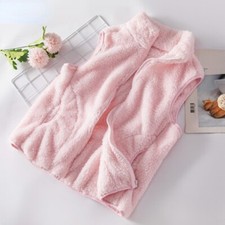 Femme Fausse Fourrure Gilet Polaire Corail Blouson sans Manche et Moelleux