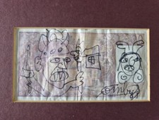 Robert Combas et Karl Zéro Dessin au feutre sur billet de 20 Francs 1991 tableau