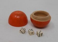 Petite boite ancienne pour dés à jouer forme Orange - JEU 421 - bar bistrot