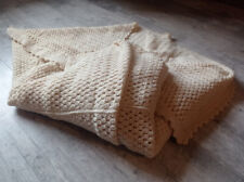 Couverture plaid vintage en laine coquille d'œuf