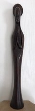 Grande STATUE SCULPTURE Africaine De La VIERGE Noire En BOIS D’ébène 53 Cm