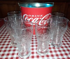 Lot de  6 verres COCA COLA  Mac Do  neufs , jamais utilisés + 1 seau metal  neuf