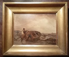 PÊCHEURS  EN MER - HUILE SUR