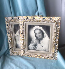 Pair Antique Wood Hollywood Regency French  Frames Carved Gilt Picture Gold 14”