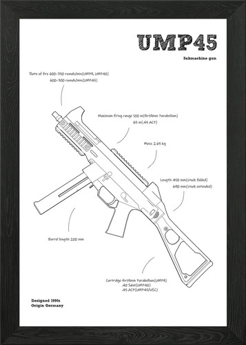 Ump45 gun white weapon - ump45, framed