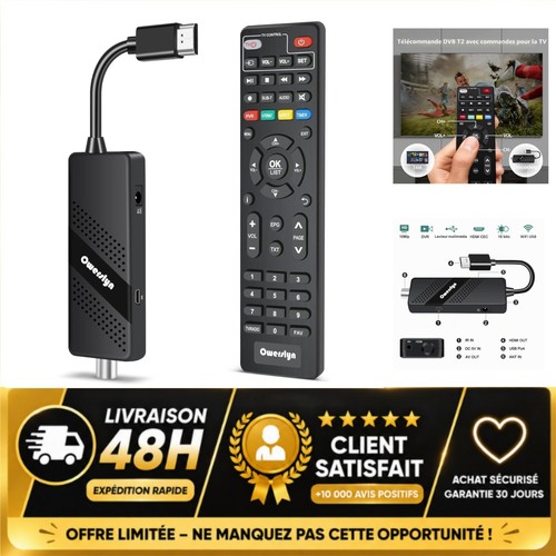 Décodeur tnt full dvb t2 - tnt, hd