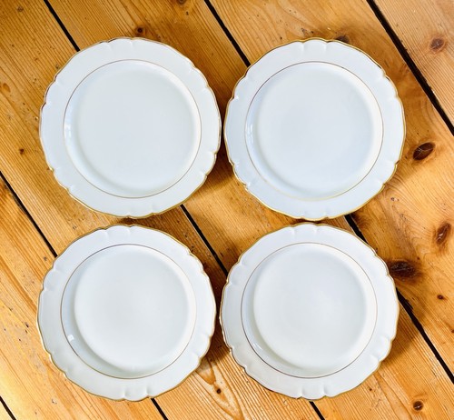 Assiettes plates blanc or - assiettes,
